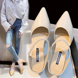 2025 Korean Version Of The Bag Head With Cold Slippers Women Sharp-Tip Word Thick Half-Slipper With Sandals High Heels HZ0115