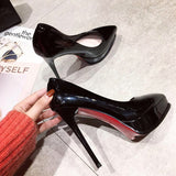 2025 Spring New Patent Leather Naked Ten Cm High Heels Women Waterproof Table With 12 Cm Pointed Women's Single Shoes HZ0115