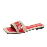 2025 New Classic Color Cool Drag Women Belt Buckle Large Flat Bottom Casual Beach Slippers HZ0115