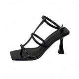 In The Summer Of 2025, The New French High-Heeled Women's Head With A Word Of Sandals With High-End Fine Sandals HZ0115