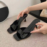 High-Heet Cool Slippers Women 2025 Summer New Wear Large Code 42 British Wind Square Fine And Ladies Slippers HZ0115