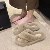 7Cm Thick-Bottomed Fur Slippers Wearing Autumn New Fashion Slope And Loose Cake Bottom-Size Cotton Slippers HZ0115