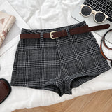 Ancient Fashion Lattice Hair, High Waist Thin Suit Shorts Wide Leg Pants Slacks Trousers Boots Trousers HZ0115