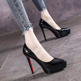 Spring And Autumn 12 Cm High Heel Waterproof Shoes Children's Patent Leather Women's Shoes 2025 New Spring And Autumn Single Shoes Women's Shoes HZ0115