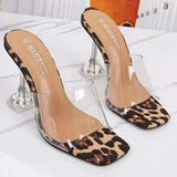 Large-Size Crystal And Slippers Women Wear A Word Transparent With Leopards Hate The Sky High Cool Drag Woman Super High HZ0115
