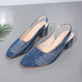 2025 New Denim Back High Heel Shoes Sharp Head Light Single Shoes Fine Heel Head Large Size Sandals Women HZ0115
