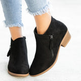 2025 Female Pointed Thick Side Zipper Women's Short Boots Autumn And Winter New Large-Size Velvet Short Boots HZ0115