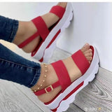Autumn And Summer New Fashion Sandals Women Wide Face With Sweet Wind Thick Bottom Large Slope Heel Sandals Woman HZ0115