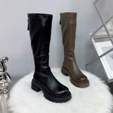 Long Boots 2025 Autumn High-Cvalry Knight Boots Thick Bottom Raised Women's Boots After Zipper Thin Boots HZ0115