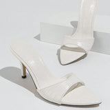 Women's Sharp Sexy Stone Lines With Fine High-Heeled Sandals Women's Shoes Fashion White High Heels HZ0115