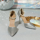 Spring 2025 New Pointed Sexy Fine Heel High Heels Korean Version Of Pearl Buckle Banquet Fashion Single Shoes HZ0115