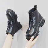 2025 Autumn And Winter New British Wind Martin Boots Female Students Korean Version Of The Short Boots Wearing Thick Skin Boots HZ0115