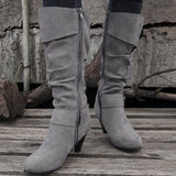 Large-Size Autumn And Winter Boots New But Knee Velvet High With Belt Buckle Round Head And Long Boots Girl HZ0115