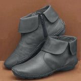 2025 Women's Shoes Round Head Side Zipper Martin Boots Casual Women's Leather Boots Large Size HZ0115