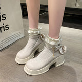 Mary Jane Shoes Women Spring And Autumn New High Heels French Coarse Heel Shoes Thick Sole Small Leather Shoes HZ0115