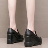 High-Poe And Soft-Soled Thick-Soled Lod Shoes Women's Slope With English Wind One-Legged Leather Shoes Mother Small Leather Shoes Deep Mouth Single Shoes HZ0115