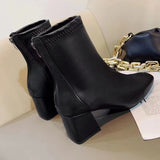 Korean Version Of The Front Coarse And Short Boots Woman 2025 New Fashion Zipper High And Martin Leather Boots HZ0115