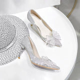 Sharp High-Heeled Women Fashion Comfortable Shallow Bow Fine Heel Single Shoes Women 2025 Spring And Summer New HZ0115