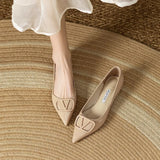 Nude Color Paint Leather Increased By 5 Cm Commuting Shallow Name Temperament Single Shoe Metal Temperament Paint Buckle Women's Shoes HZ0115