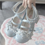 JK Lace Round Head Bow Lolita High-Heeled Lolita Shoes 2025 New Soft Sister Cute Little Leather Shoes HZ0115