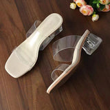 2025 New Female Drag Fairy Outside The Wind Wearing Crystal Heel Fashion Shoes Transparent Word With High Heels Coarse Sandals HZ0115