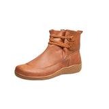 2025 New Flat-Bottomed Plus Velvet Lady Warm Short Boots Winter New Martin Boots Yingfeng Ms. Short Boots HZ0115