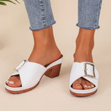 Large-Size Coarse-Heeled Slippers Women's New TEUM Explosive Belt Buckle Light Sandals Women In The Summer Of 2025 HZ0115