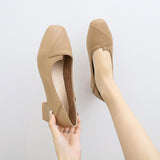 Square Single Shoes Female Coarse Heel Professional Temperament Flight Attendants Comfortable Long Standing Not Tired Black Work Shoes HZ0115