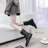 New Large-Size Female Boots English Flying Autumn And Winter New Products And Leisure Boots Tie Splicing Short Martin Boots HZ0115