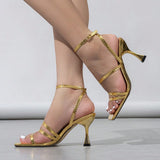 Women's Snakes With Ankle Plating Square Head Gold High Heels High Heels HZ0115
