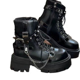 Sub-Cultural Chain Rivets Sweet And Cool Ins Diablo Martin Boots 2025 New Small Mangour Height JK Punk Boots HZ0115