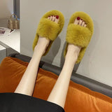 Fairy Hairy Slippers Women 2025 Autumn And Winter New Hairy Home Outside The Bottom Of The Wearing Plush Slippers HZ0115