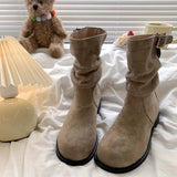 Vintage Boots Cowboy Boots Women's Shoes 2025 New Autumn And Winter Single Boots Pile Boots Boots Small Short Boots Martin Boots HZ0115