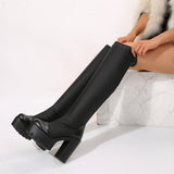 2025 Autumn And Winter New Thick Knee-High Elastic Boots Women Color Sexy Dark Large Size Women Boots HZ0115