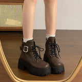 Martin Boots Women's Thick Background Increased In 2025 New Autumn And Winter Retro Locomotive Boots Small Thick And Short Boots HZ0115