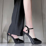 French Temperament Thin Heel Waterproof Black High Heels With Thick Background Bare Color Pointed Summer Wearing Sandals HZ0115