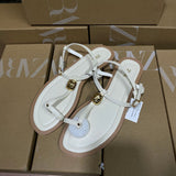 ZAJ2025 Spring New Black And White Round Head Flat Bottom And Fine Heel Head Behind The Word With Women's Shoes HZ0115