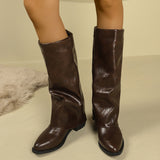 New Pointed Thick And Folded Fashion Boots Femininity Maillard Comfortable Sleeves Thin Women's Boots HZ0115