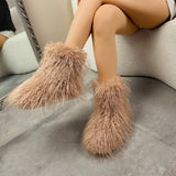 New Hairy Boots Winter Warm Plus Velvet Boots Fashion Casual Snow Boots Women HZ0115