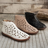 Spring And Summer 2025 New Round Head Hollow Shoes Women Fashion Zipper Retro National Style In The Middle Of The Cool Boots HZ0115