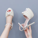 14 Cm High-Heeled Sandals Rice Pearl Fish Mouth High Heel Sandals Fine Heel Waterproof Table Bridal Wedding Dress Sandals HZ0115