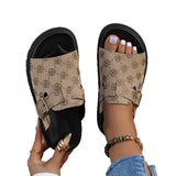 Large-Size Flat-Bottomed Slippers Women 2025 New High-End Thick-Sleet Foot Belt Buckle Type Roman Slippers HZ0115