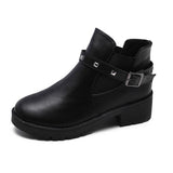 2025 Autumn And Winter New Thick And Martin Boots Women's Round Head Rivet Belt Buckle Plus Velvet Short Boots Fashion Thin Boots HZ0115