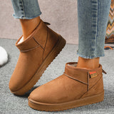 Snow Boots Women In The Autumn And Winter Of 2025 New Korean Version Of The Round Head With Velvet Warm Leisure Flat Cotton Shoes HZ0115