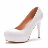 11 Cm High Heels White Wedding Shoes Waterproof Table Single Shoes Large Size Thin Heel Waterproof Table Shoes Women HZ0115