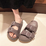 2025 New Korean Version Of Fish Mouth Thick Bottom Leisure Side Buckle Boken Foot Outside Wearing Beach Slippers Woman HZ0115
