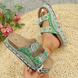 2025 New Thick Bottom Rope Double Buckle Drill Softwood Beach Slippers Large Size Women's Shoes HZ0115