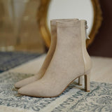 Fashion Short Boots Women 2025 New Retro Fashion Pointed Knight Boots Thick Bottom Increase Martin Boots Korean Version Of Coarse Boots HZ0115