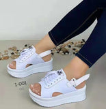 2025 New Pine Cake Bottom Fish Mouth With Magic Stick With Large-Size Casual Women's Sandals HZ0115