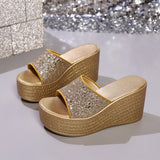 2025 Summer New One-Word Slope And Thick-Soled Pine Shoes Lints Cold Slippers Korean Version Of The Fashion Wearing Cold Slippers Women HZ0115